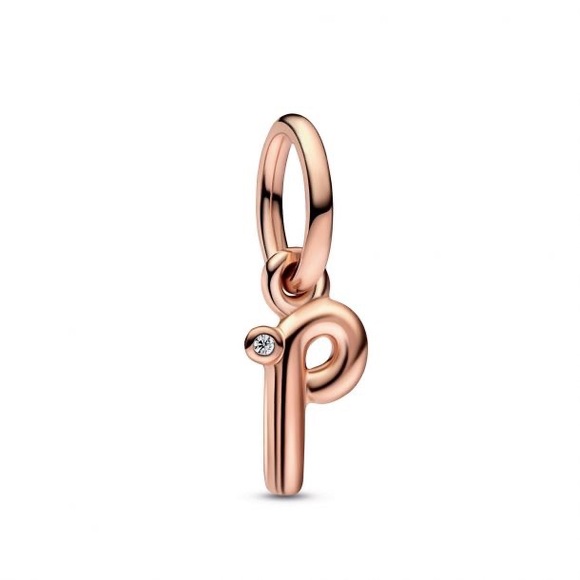 Pandora Letter “P” Script Alphabet Dangle Charm Rose Gold Plated - Picture 1 of 3